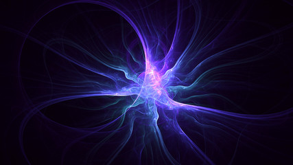 3D rendering abstract blue fractal light background