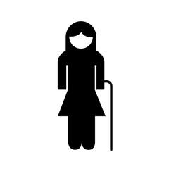 family grandmother figure with cane silhouette style icon