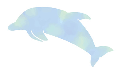 イルカ　水彩シルエット