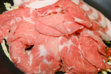 fresh sliced collar pork raw..
