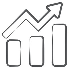 
Business trend analytic, doodle stroke of growth graph 
