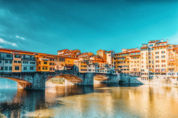 Ponte Vecchio is a bridge in Florence, located at the narrowest point of the Arno River, almost opposite the Uffizi Gallery.Italy.