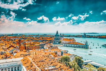 Panoramic view of Venice from the Campanile tower of St. Mark's Cathedral-  St. Mark's Square...