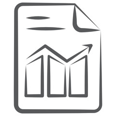 
Data profit representation on sheet, trend report icon in doodle style 
