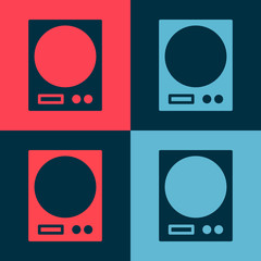 Pop art Electronic scales icon isolated on color background. Weight measure equipment. Vector Illustration.