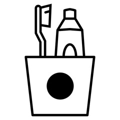 Tooth brush on cup icon