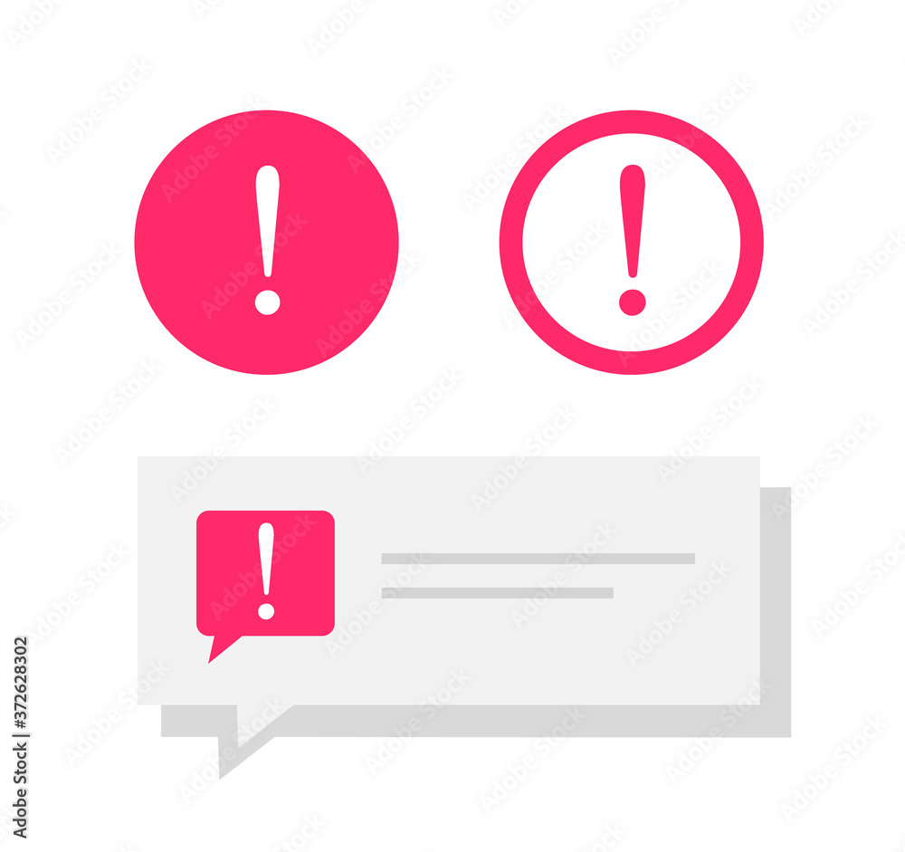 Poster warning notice notification icon vector and caution error push message text comment bubble speech fl