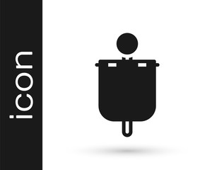 Black Medieval flag icon isolated on white background. Country, state, or territory ruled by a king or queen. Vector.