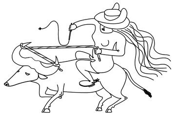 woman on a buffalo