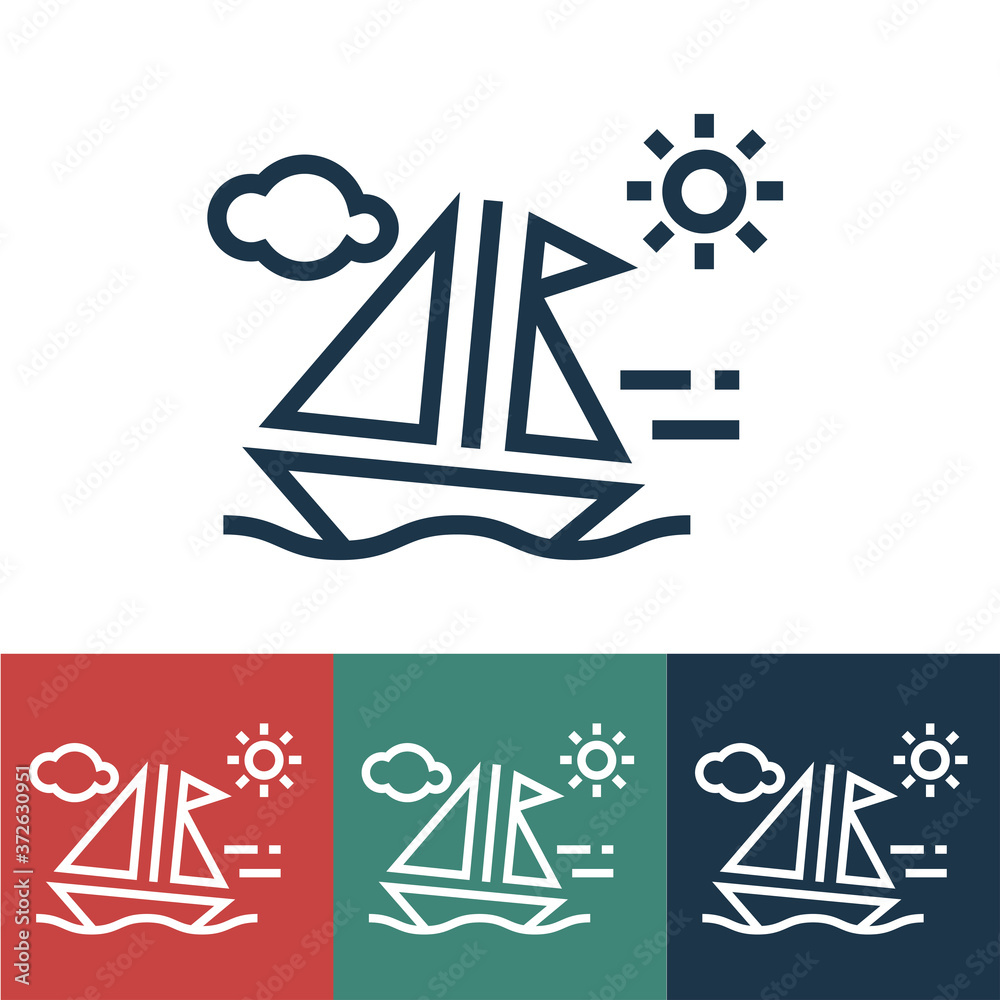 Wall mural linear vector icon with ship