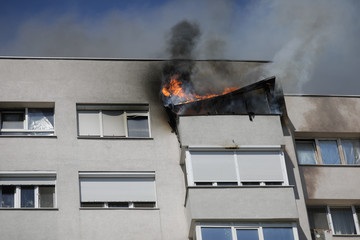 A fire spread across an apartment in a block of flats.