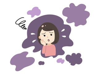 女性　不安　悩む　モヤモヤ