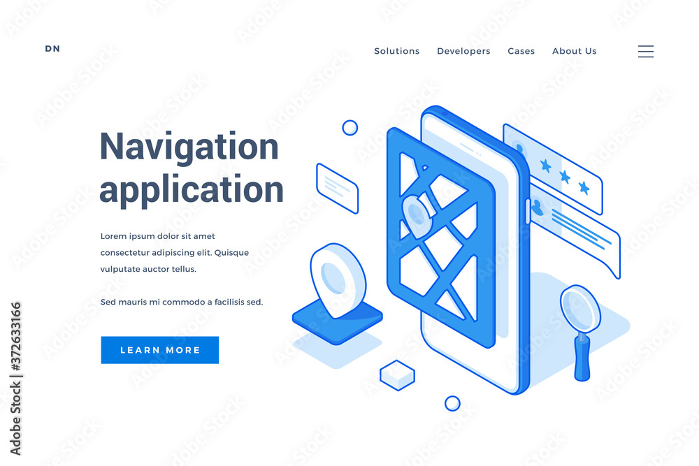 Poster vector banner of website promoting navigation app