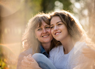 Naklejka premium Mother and daughter together