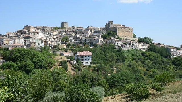Panoramic view of the rural town of Altomonte, in the region of Calabria, Italy.

