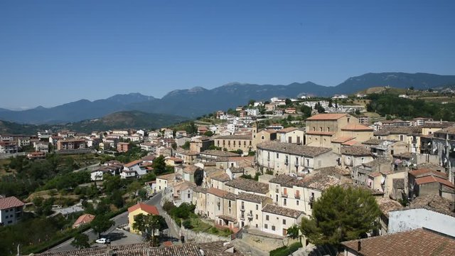 Panoramic view of the rural town of Altomonte, in the region of Calabria, Italy.
