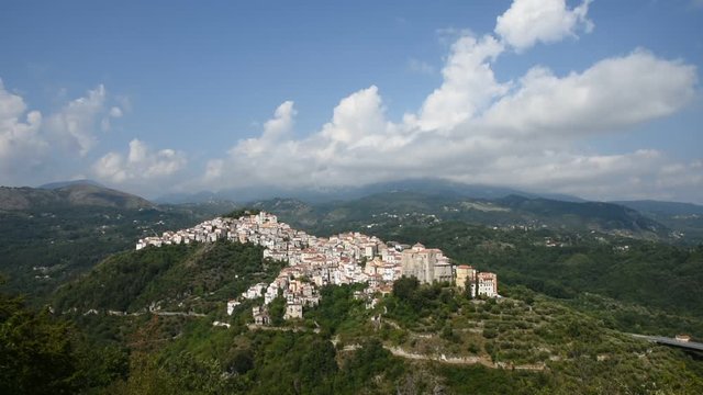 Panoramic view of the rural town of Altomonte, in the region of Calabria, Italy.
