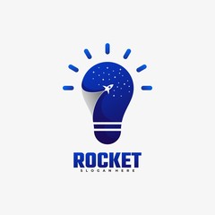 Vector Logo Illustration Rocket Gradient Colorful Style.