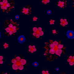 seamless floral ornament on a dark blue background for creativity and design