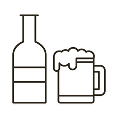 beer jar with bottle oktoberfest line icon