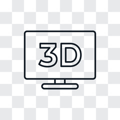 3D TV icon vector. Television sign