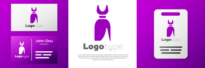 Logotype Woman dress icon isolated on white background. Clothes sign. Logo design template element. Vector.