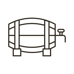 beer barrel wooden oktoberfest line style icon