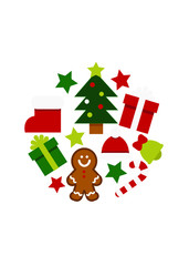 クリスマスのものがたくさんの丸