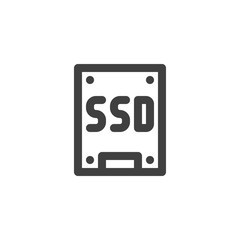 SSD, storage disk line icon. linear style sign for mobile concept and web design. Solid-state drive outline vector icon. Symbol, logo illustration. Vector graphics