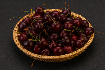 Sweet cherry in the basket