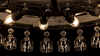 Chandelier made of small glasses and bubbles