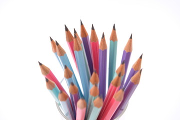 Back to school. colorful Items for the school on white background