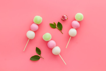 Japanese traditional sweets - dumpling rice cake, top view