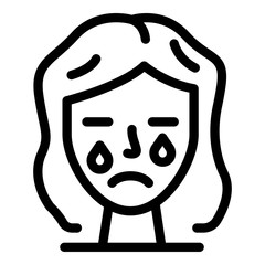 Crying girl icon. Outline grying girl vector icon for web design isolated on white background