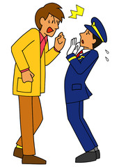 乗客からクレームを受ける駅員