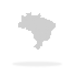 Umriss vom Land Brasilien aus grauen Quadraten mit Schatten