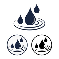 Simple flat vector icon or logo of the water. Clipart of drops of water or rain falling into a puddle. Water delivery service concept