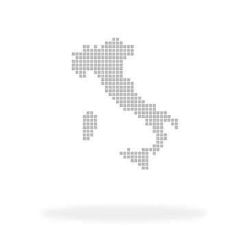 Umriss vom Land Italien aus grauen Quadraten mit Schatten