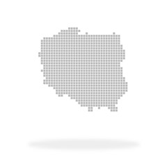Fototapeta na wymiar Umriss vom Land Polen aus grauen Quadraten mit Schatten