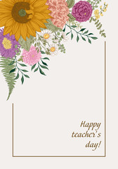 Autumn bouquet of flowers. Teacher's day. Vector illustration.