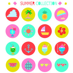 夏アイコン丸イラストセット