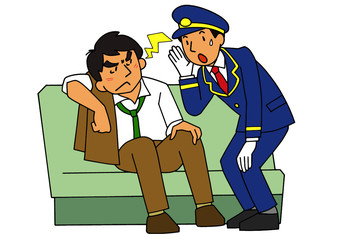 酔客に声をかける駅員