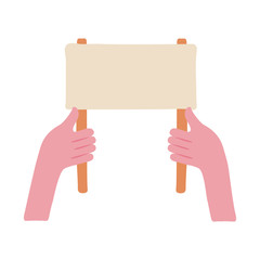 Fototapeta premium hands human protesting with banner flat style icon