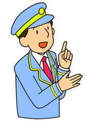説明する駅員
