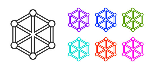 Black line Blockchain technology icon isolated on white background. Cryptocurrency data. Abstract geometric block chain network technology business. Set icons colorful. Vector.
