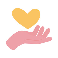 hand human lifting heart flat style icon