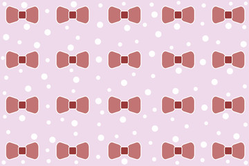 Many ribbons with white dots on pink background.