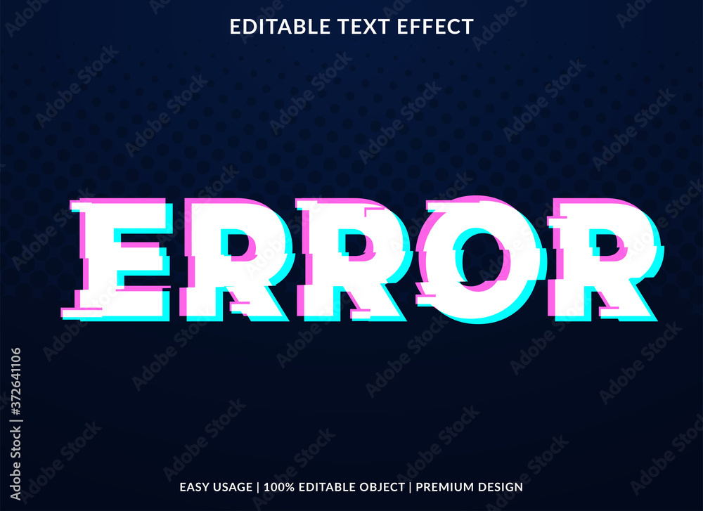 Poster error text effect template with glitch style and bold font concept