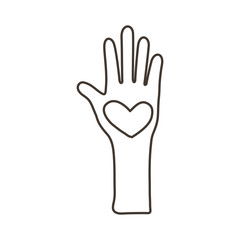afro hand human stop with heart protesting line style icon