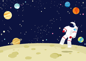 月面に立つ宇宙飛行士 © perori